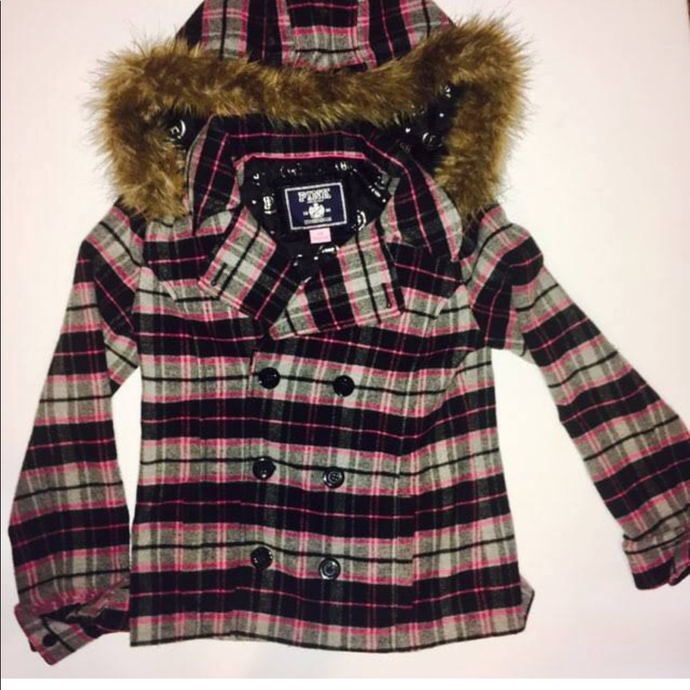 Victoria Secret PINK beautiful plaid peacoat